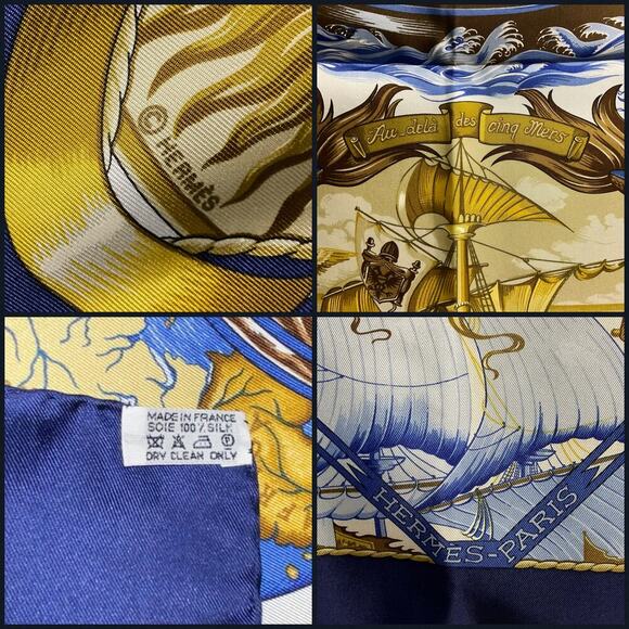 Hermes Carré 90 Au Dela Des Cinq Mers Scarf Boxed NWT - Picture 10 of 16